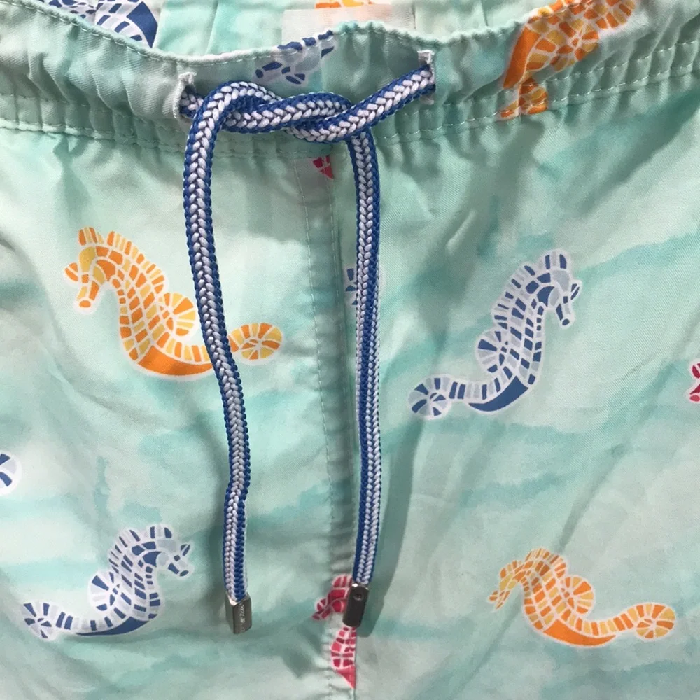 Peter Millar Swim Trunks Mens‎ 38 Green Sea Horses Resortwear Beach Coastal Boho